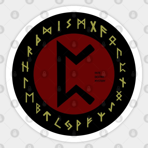 Red Perdhro Futhark Rune Symbol Sticker by DepicSpirit